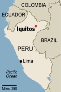 Lima to Iquitos by Boat - Map of Peru